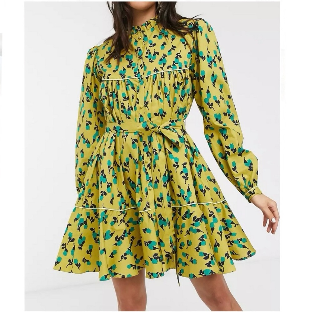 Rachel antonoff drew dress in mustard tulip